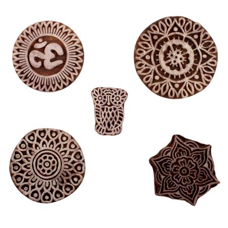 Set of 5 Piece New Mix Wooden Printing Blocks